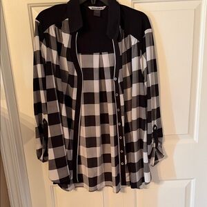 Peter Nygard Black and White Plaid Blazer